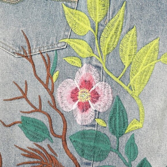 VeryRare Sakura Demi Jeans Size M Blue Pants Denim Embroidered Cherry Blossom - Picture 14 of 16